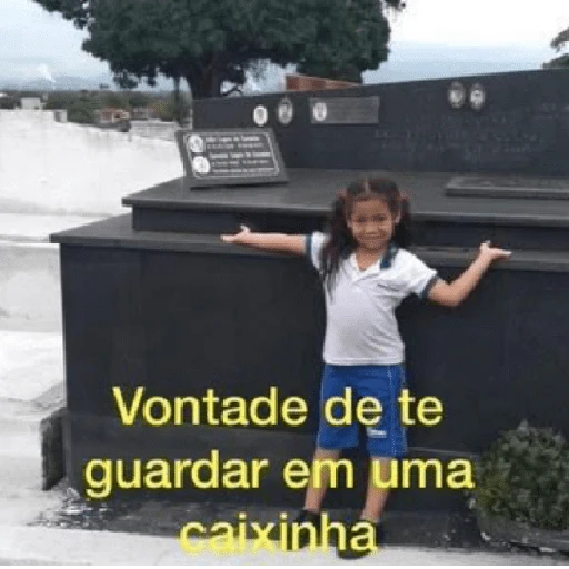 Figurinha: Menina querendo guardar em caixinha
