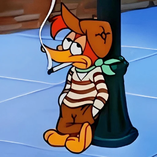Figurinha: Pica-Pau triste fumando