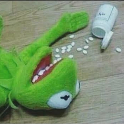 Figurinha: Kermit overdose de pílulas