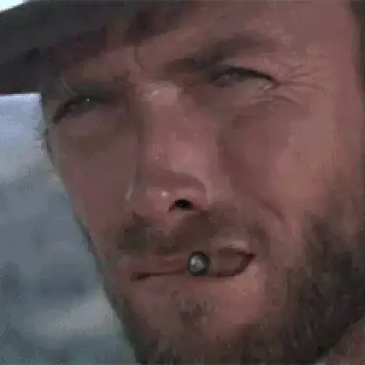Figurinha: Clint Eastwood com cigarro na boca