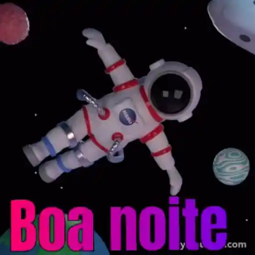 Figurinha: Astronauta Flutuando e Dizendo Boa Noite