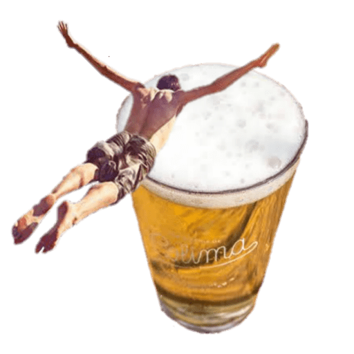 Figurinha: Homem mergulhando em cerveja