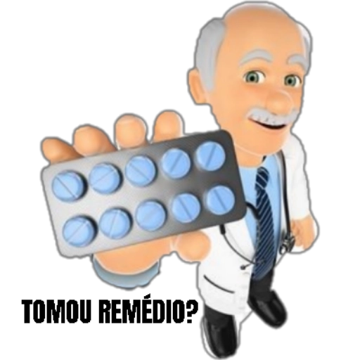 Figurinha: Médico com pílulas