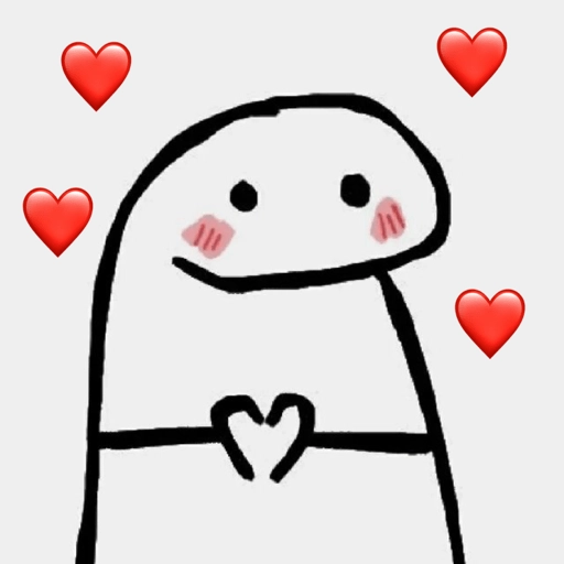 Figurinha: Personagem Flork com corações