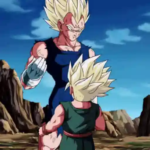 Figurinha: Vegeta e Trunks em luta