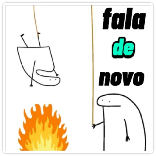 Figurinha: Fala de novo