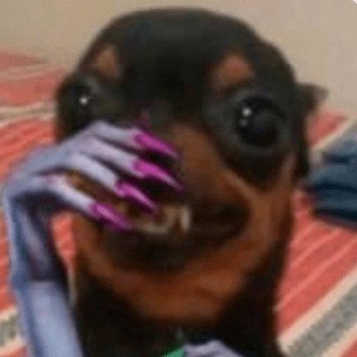 Figurinha: Cachorro com mão de monstro