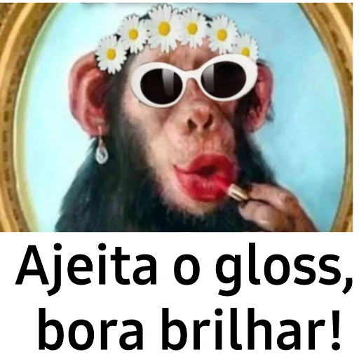 Figurinha: Macaca se maquiando