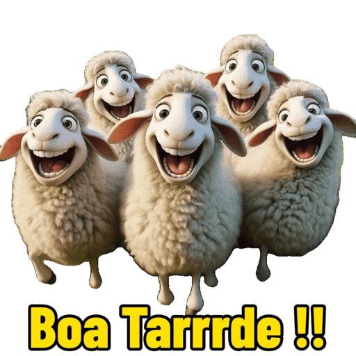 Figurinha: Ovelhas felizes "Boa Tarrrde!!"