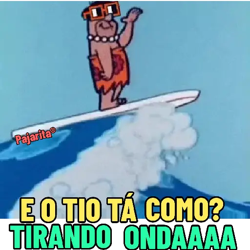 Figurinha: Tio Fred Flintstone surfando