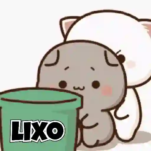 Figurinha: Gatinho jogando coisa no lixo