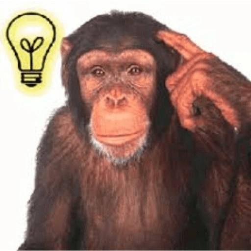 Figurinha: Macaco com lâmpada de ideia