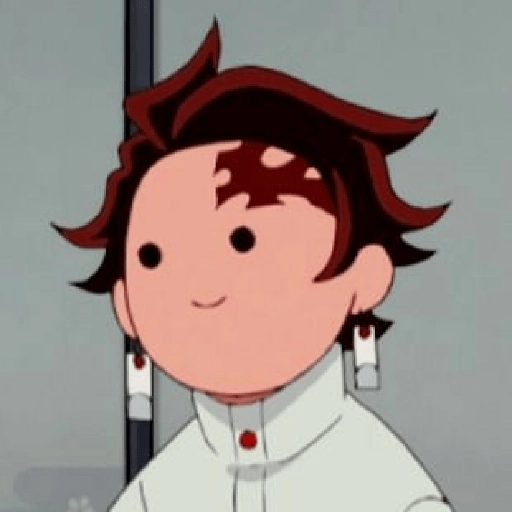 Figurinha: Tanjiro com cara de confuso