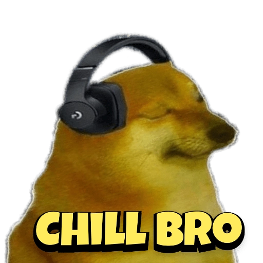 Figurinha: Cheems Chill Bro com fones