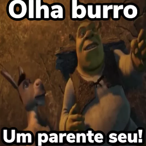 Figurinha: Olha burro, um parente seu!