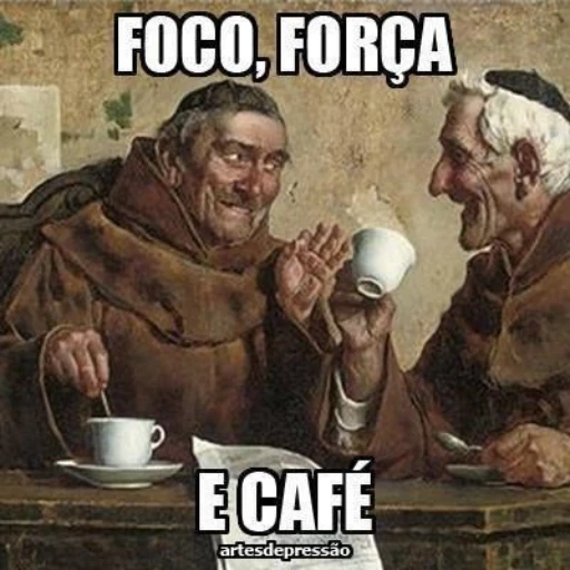 Figurinha: Foco, Força e Café
