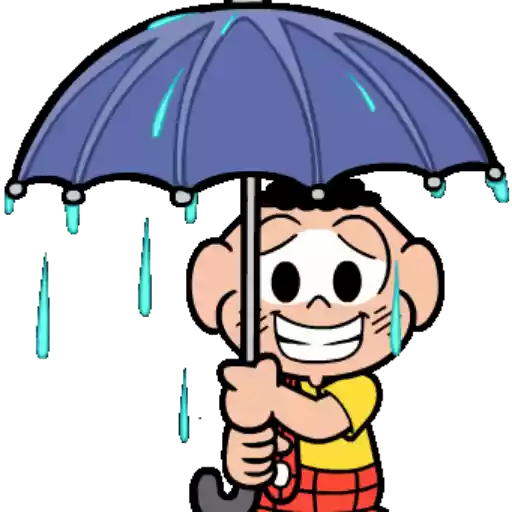 Figurinha: Magali na chuva com guarda-chuva