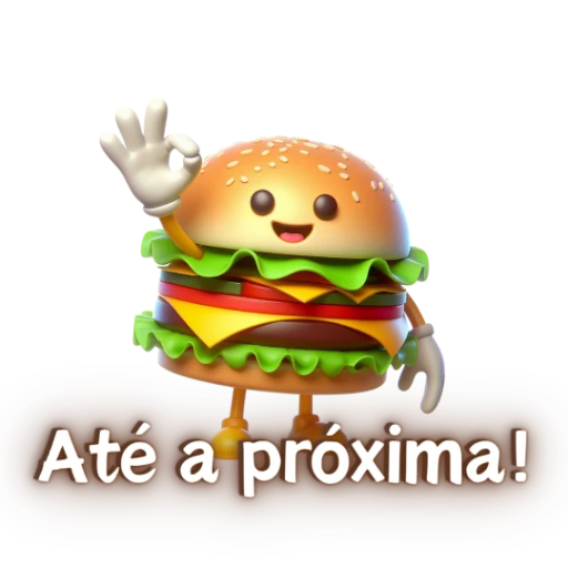 Figurinha: Hambúrguer dando tchau
