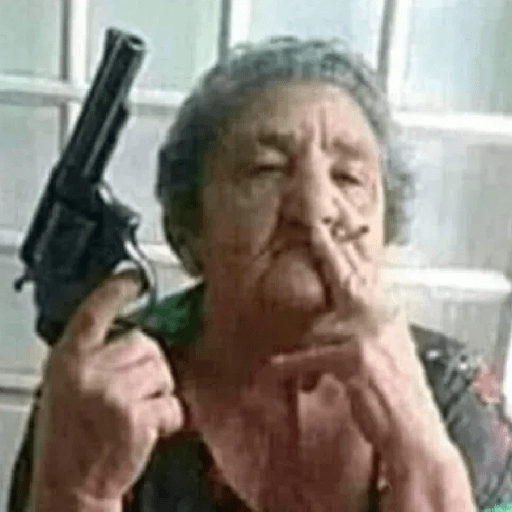 Figurinha: Vovó com arma e cigarro