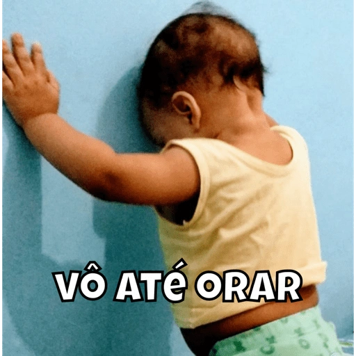 Figurinha: Bebê triste pedindo pra orar