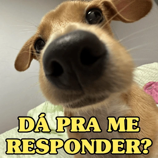 Figurinha: Cachorro pergunta: Dá pra me responder?
