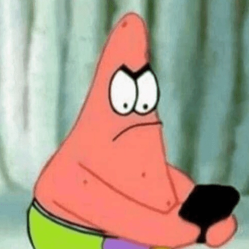 Figurinha: Patrick chateando com raiva