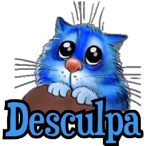 Figurinha: Gatinho azul pedindo desculpas