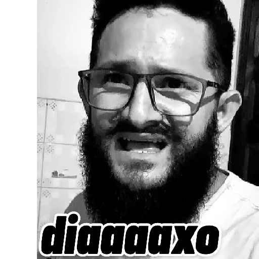 Figurinha: Homem com barba e óculos "diaaaxo"