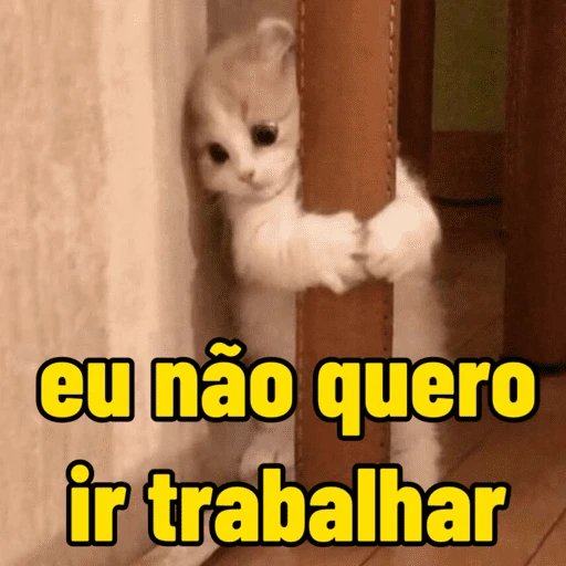 Figurinha: Gatinho triste não quer ir trabalhar