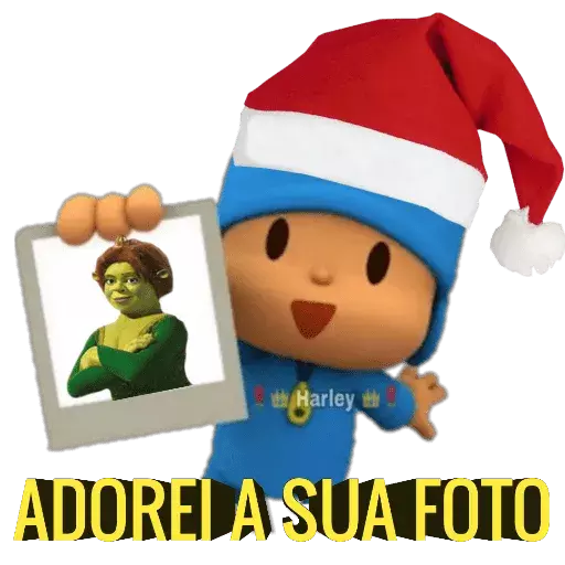 Figurinha: Pocoyo com foto do Shrek