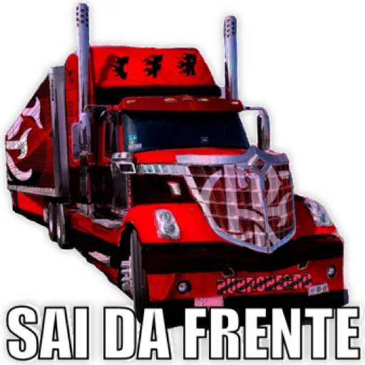 Figurinha: Caminhão vermelho com frase 'Sai da Fren