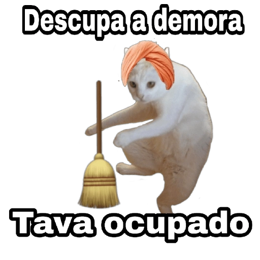 Figurinha: Gato varrendo
