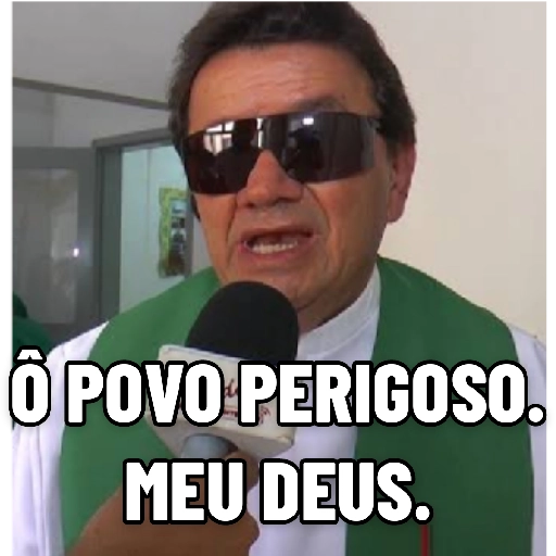 Figurinha: Padre fala com óculos escuros