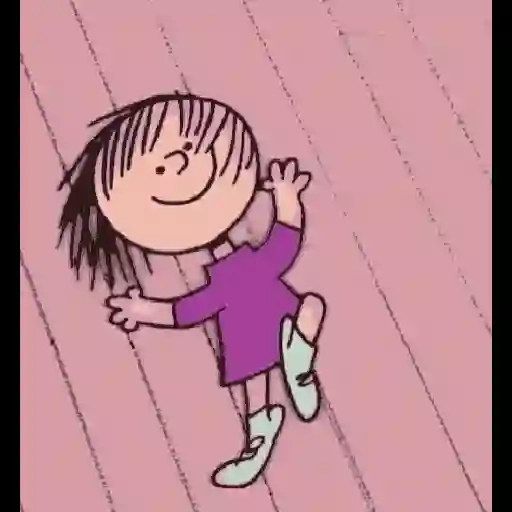 Figurinha: Menininha de vestido roxo dançando