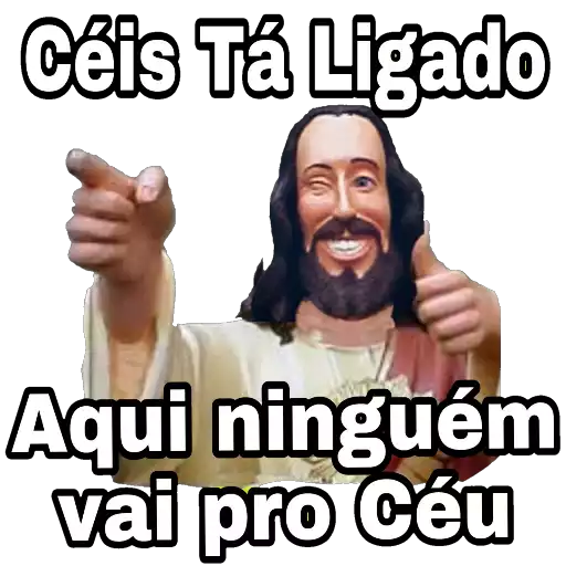 Figurinha: Jesus piscando e mostrando o dedo