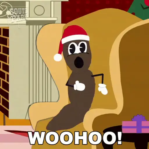 Figurinha: Mr. Hankey de Natal comemorando