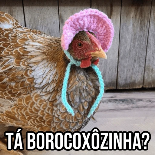 Figurinha: Galinha de Chapéu Rosa