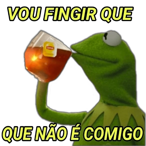 Figurinha: Sapo Kermit fingindo que não é com ele