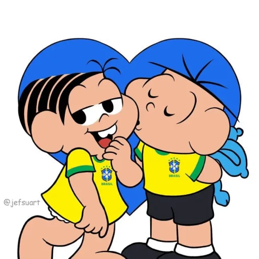 Figurinha: Turma da Mônica com a camisa do Brasil
