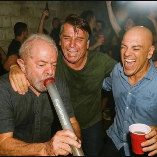 Figurinha: Lula, Bolsonaro e Xandão em festa