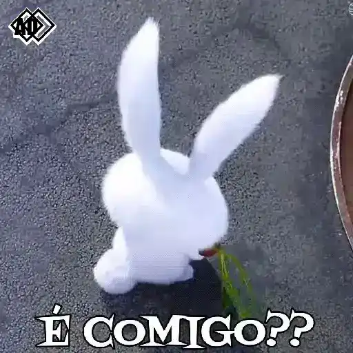 Figurinha: Coelhinho Confuso Pergunta "É Comigo??"