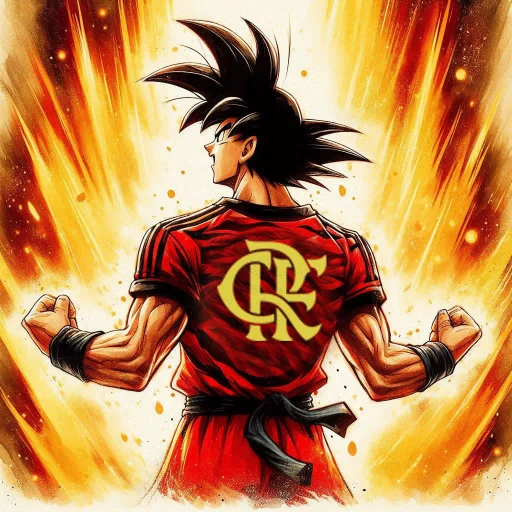 Figurinha: Goku com camisa do Flamengo