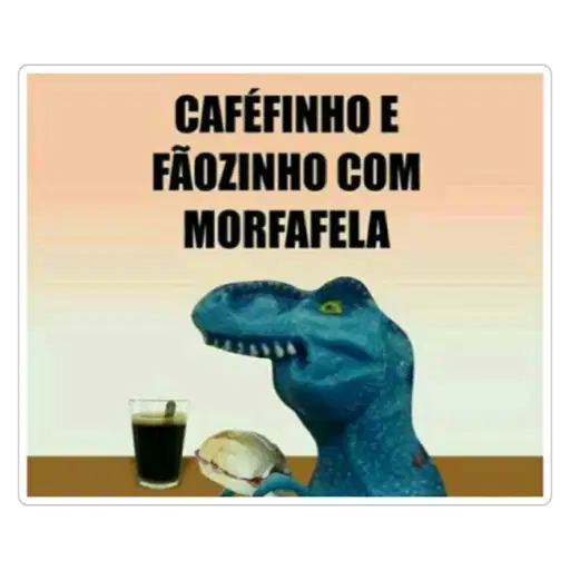 Figurinha: Dino tomando café com pão