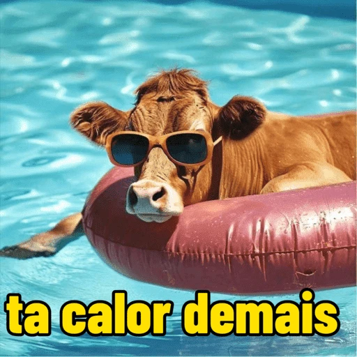 Figurinha: Vaca de óculos na piscina