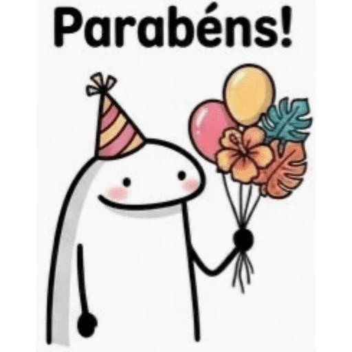 Figurinha: Parabéns Flork com balões