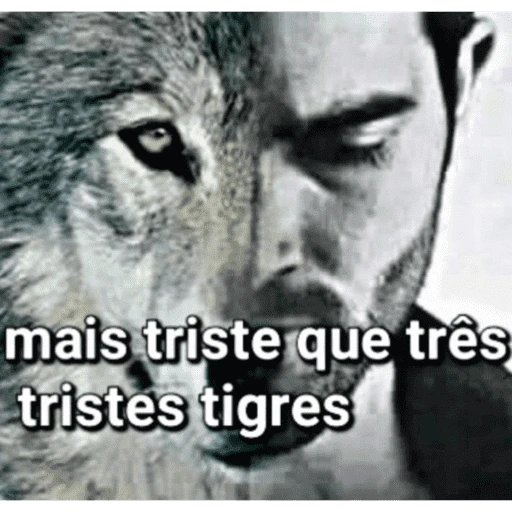 Figurinha: Lobo triste e homem triste