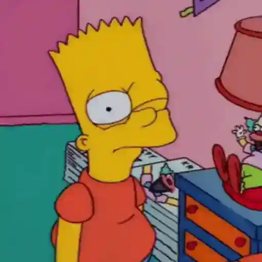 Figurinha: Bart Simpson pensativo