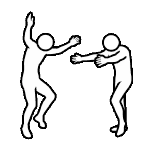 Figurinha: Dança animada entre dois bonecos