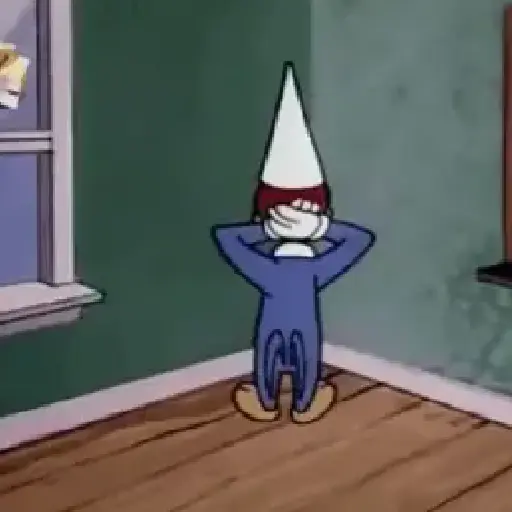 Figurinha: Personagem com chapéu de cone dançando