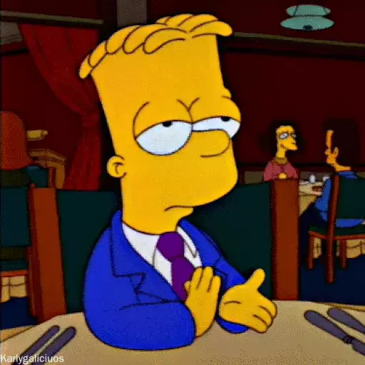 Figurinha: Bart Simpson entediado no jantar
